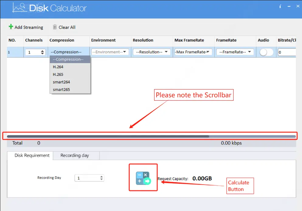 Storage Calculation Preview - Dahua Disk Calculator